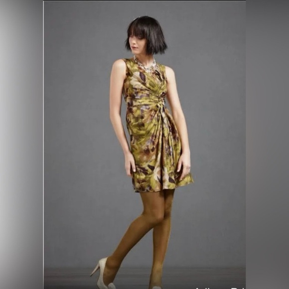 Quillaree BHLDN Anthropologie Starburst Pleated Shift - Floral NWOT Sz 14